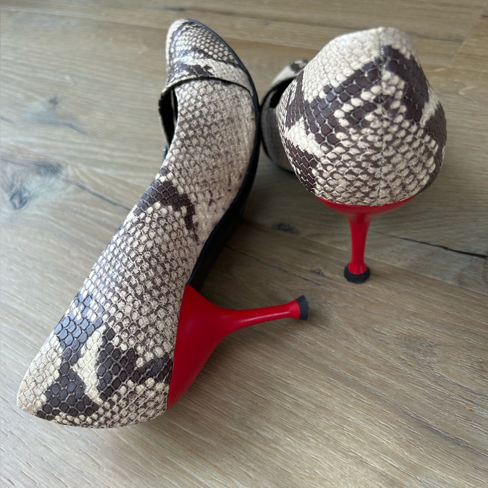 Giuseppe Zanotti Brown Snakeskin Heels with Red Sole - Picture 6 of 16